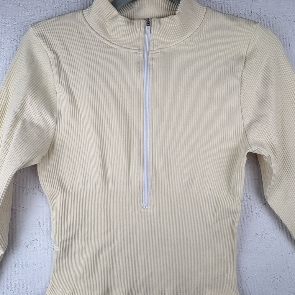 OQQ 2 Pack Spandex Bodysuits Large Long Sleeves Black And Cream High Neck - Picture 9 of 10